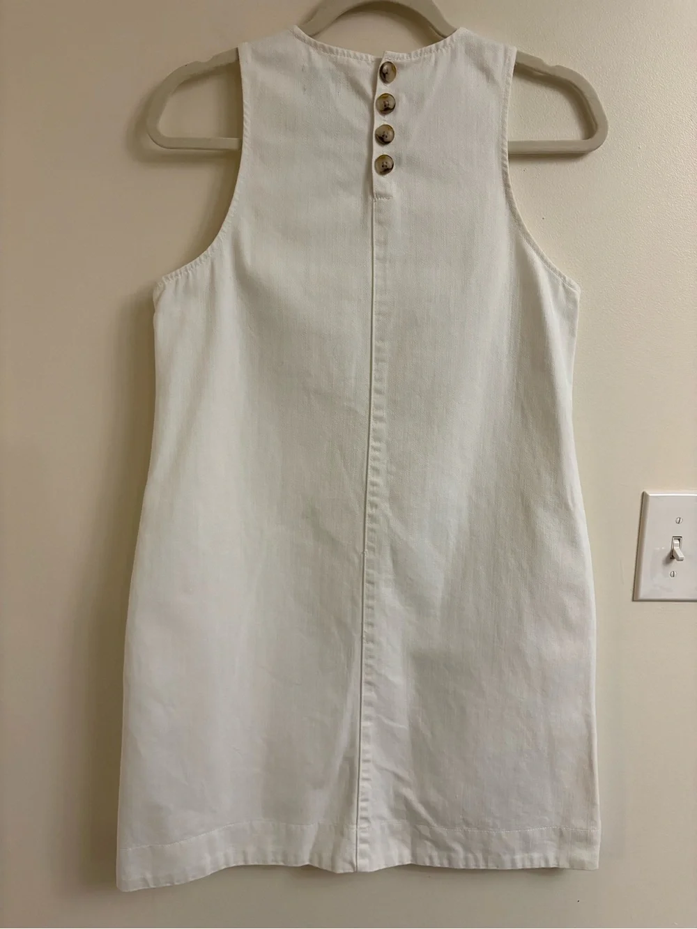 J.Crew White Denim Shift Dress Size 6 Preppy Coastal Quiet Luxury Mini Dress